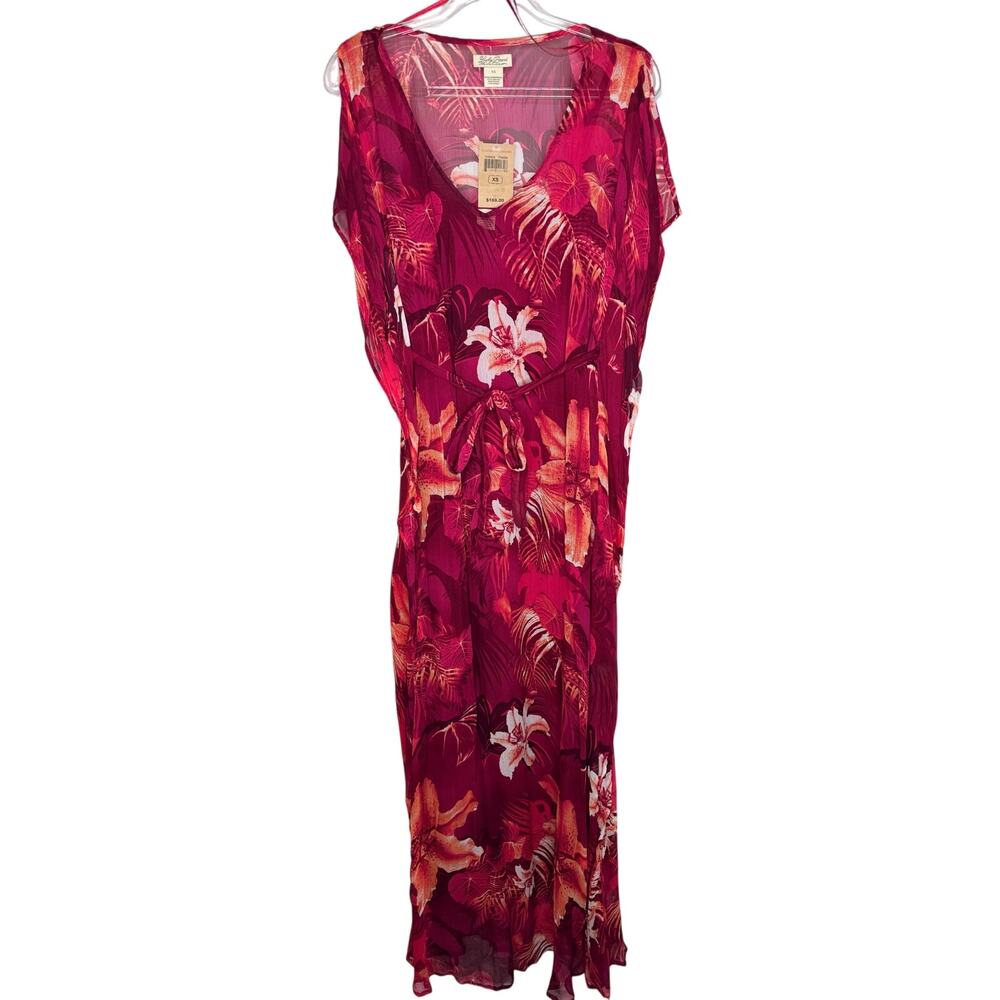 NWT Lucky Brand Maya Tropical Caftan Maxi Dress Women’s XS - Picture 5 of 8